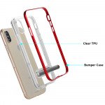 Wholesale iPhone Xs / X (Ten) Clear Armor Bumper Kickstand Case (Silver)